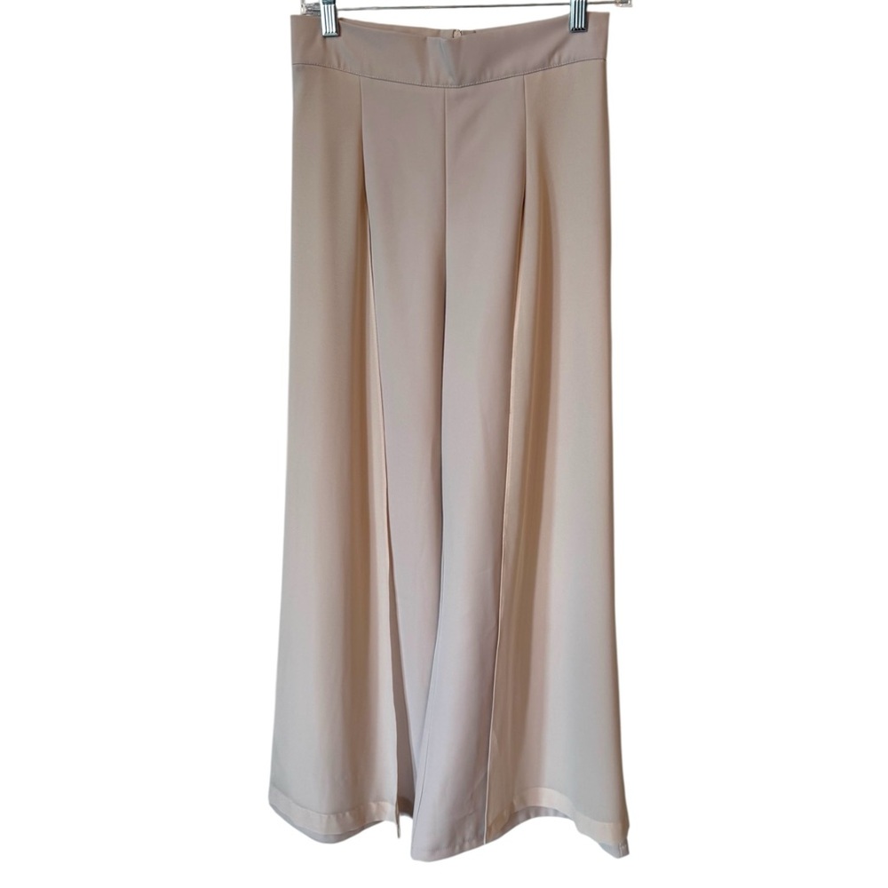 Creamy Beige Chiffon Panel High Waist Pants The Zakira - Picture 7 of 11